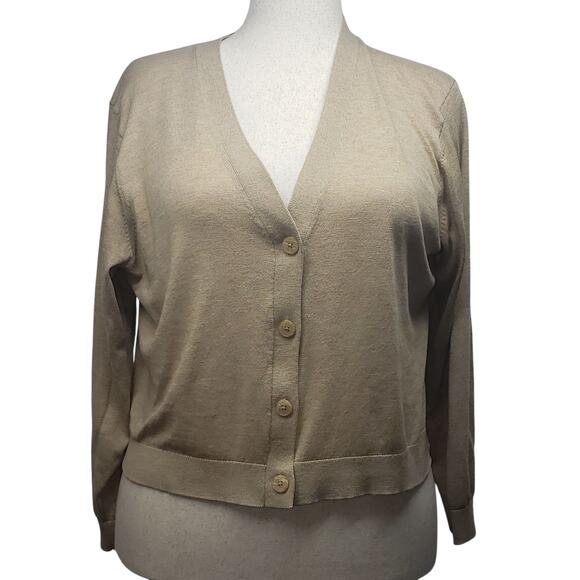 A New Day Tan Button-Front Cardigan Size L Classic Fall Layers - Picture 1 of 7